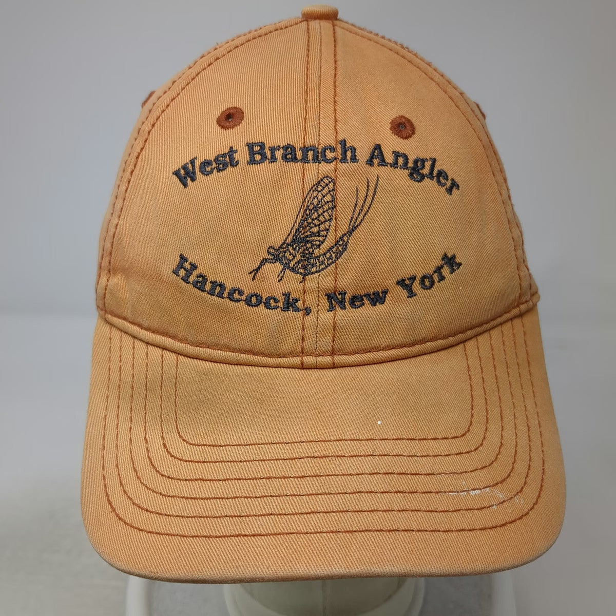 Attitude 101 Baseball Cap Orange One Size Fly Fishing Hancock NY Strapback Hat