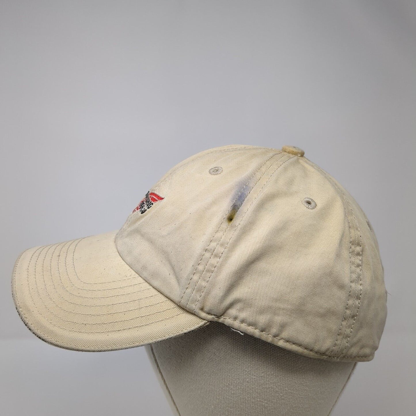Red Wing Shoes Strapback Hat Tan One Size Adjustable Embroidered 6 Panel Cotton