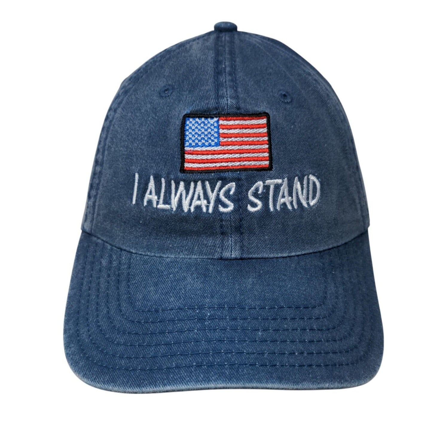 I Always Stand Strapback Hat Blue OSFM Embroidered American Flag Otto