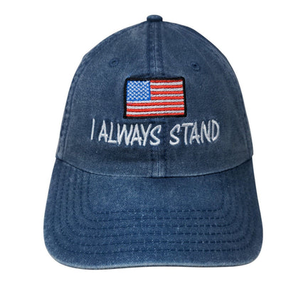 I Always Stand Strapback Hat Blue OSFM Embroidered American Flag Otto