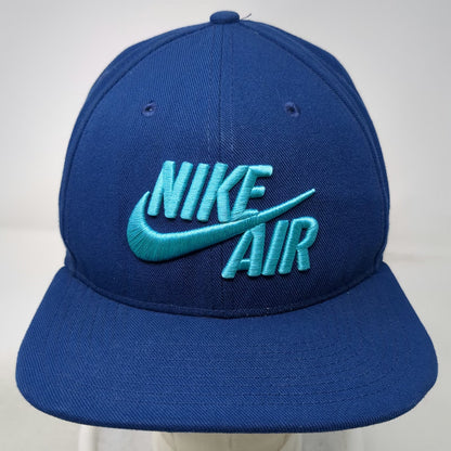 Nike Snapback Hat Blue One Size Air Swoosh Flat Brim Embroidered Athletic Sport