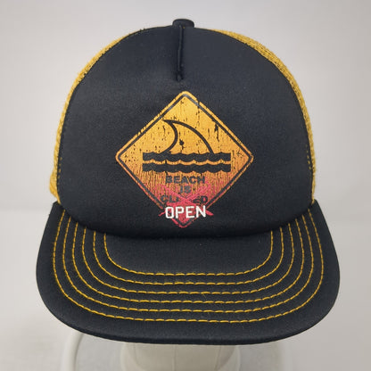 Beach Is Open Snapback Mesh Back Trucker Hat Black One Size Colorblock