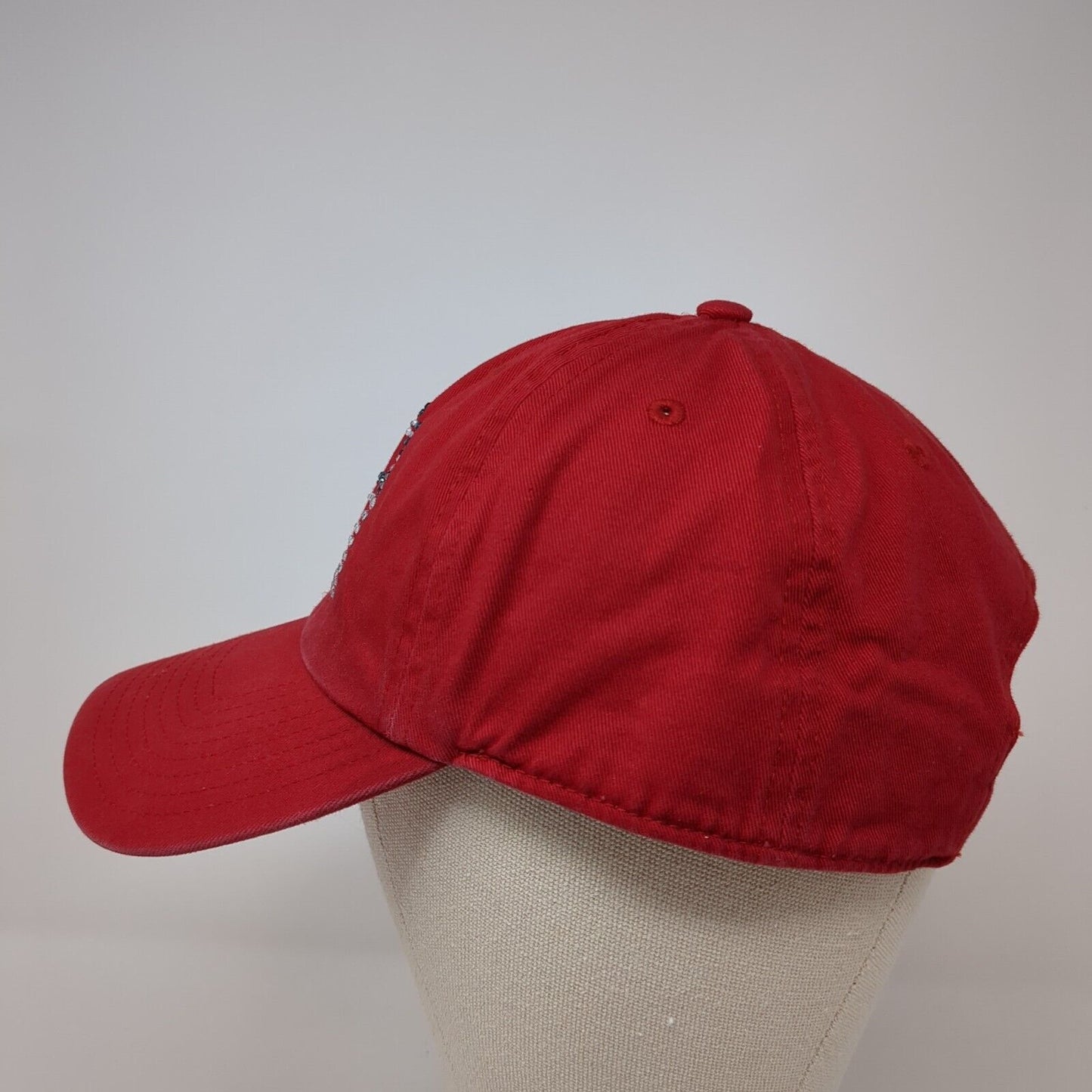 '47 Slideback Hat Red One Size Adjustable Bling Rhinestone Logo 6 Panel