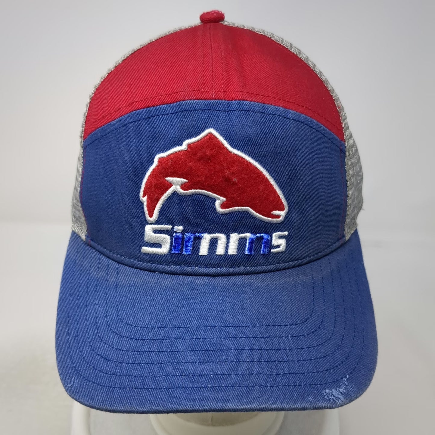 Simms Trucker Hat Blue One Size Outdoor Fishing Trout Mesh Back Snapback Hat