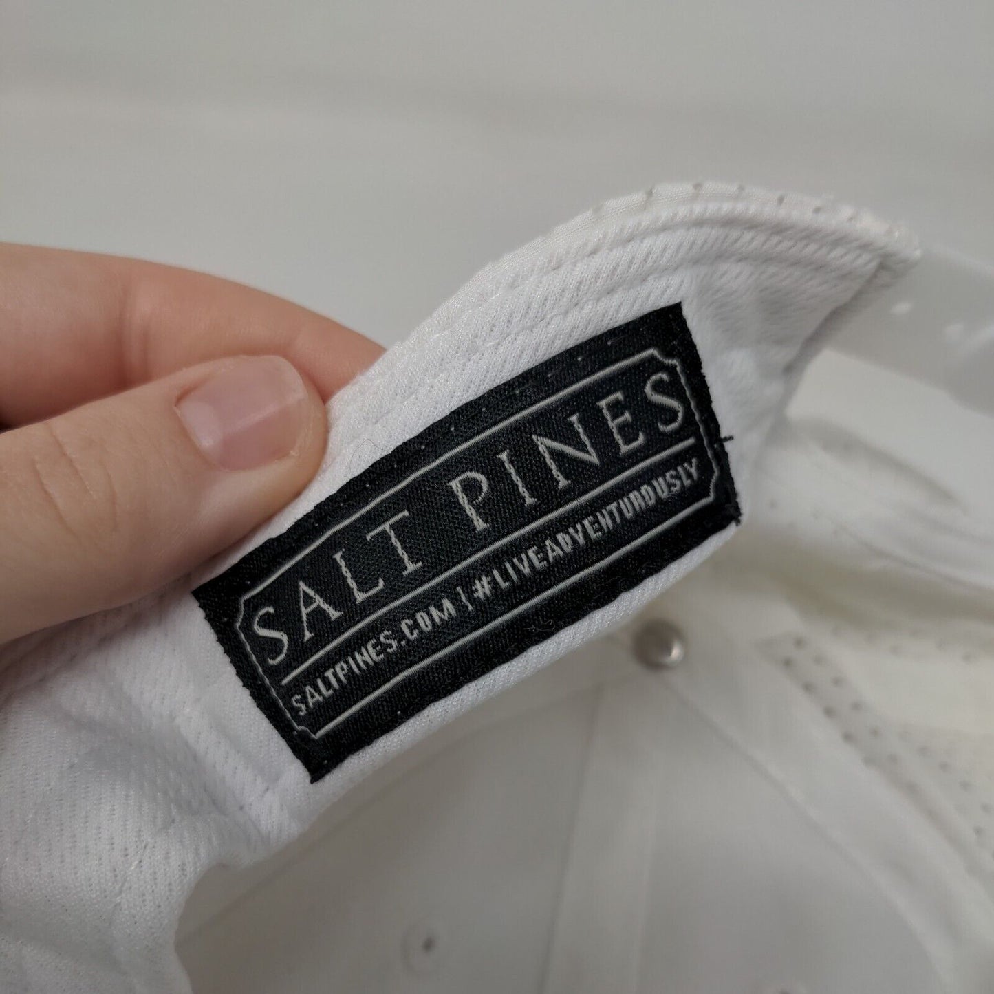 Skull Snapback Hat White One Size Adjustable Breathable Mesh 6 Panel Salt Pines