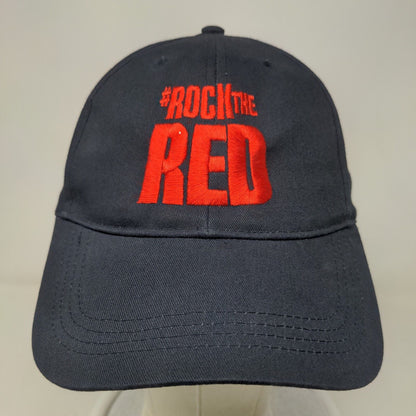 Rock The Red Strapback Hat Blue One Size Embroidered Adjustable