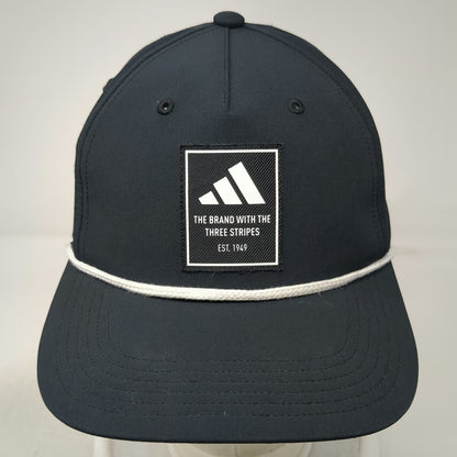 Adidas 5 Panel Black Hat One Size Square Patch Rope Recycled AEROREADY Snapback