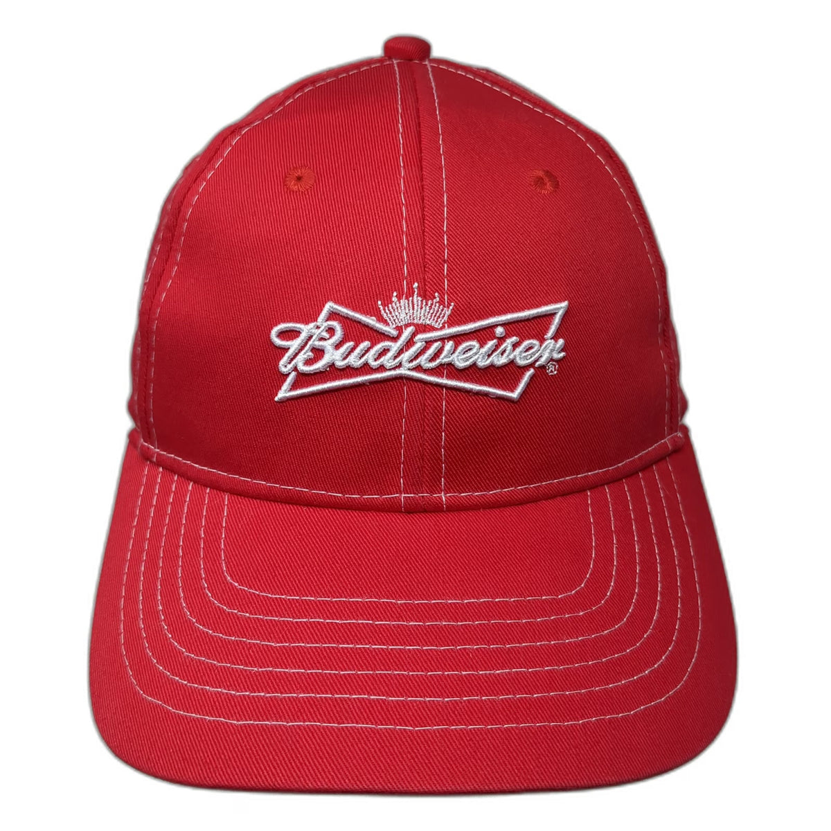Budweiser Baseball Cap Red One Size Strapback Logo Contrast Stitching Hat
