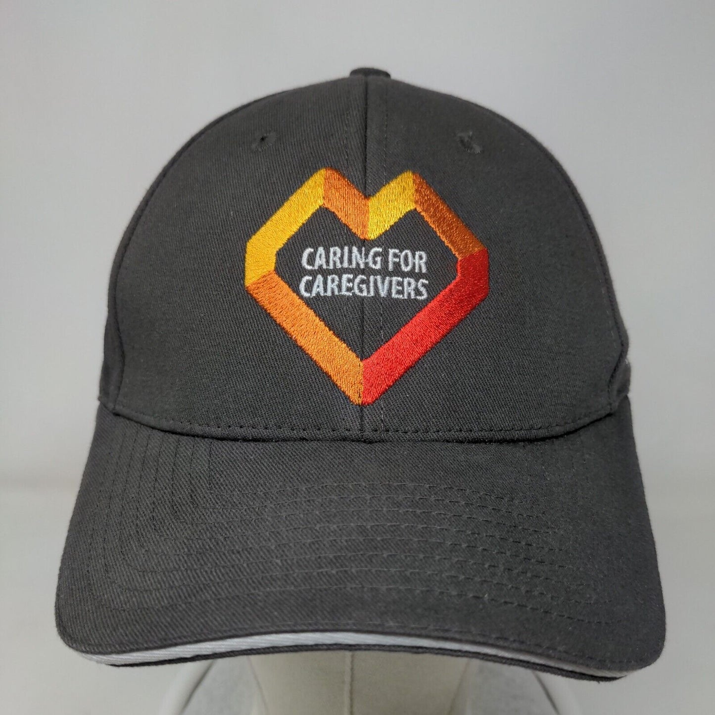 Caring For Caregivers Strapback Hat One Size Gray Embroidered Vented Holes