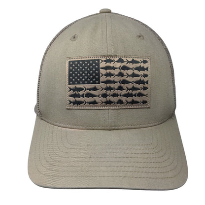 Columbia PFG Fish Flag Patch Fitted Trucker Hat Tan OSFA Flexfit
