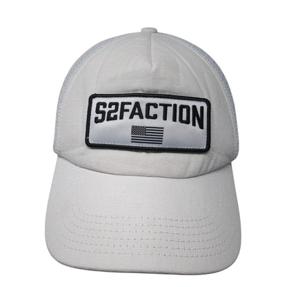 S2faction USA Flag Patch Snapback Trucker Hat White One Size Mesh Back