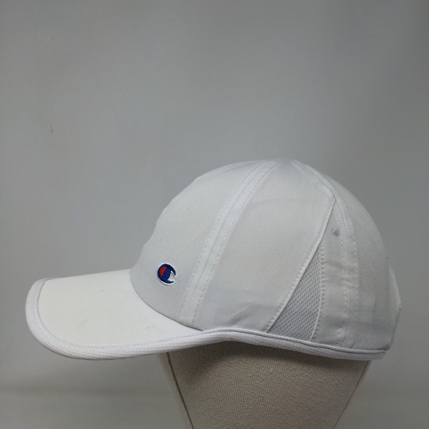 Champion Strapback Hat White One Size Adjustable Embroidered Breathable 6 Panel