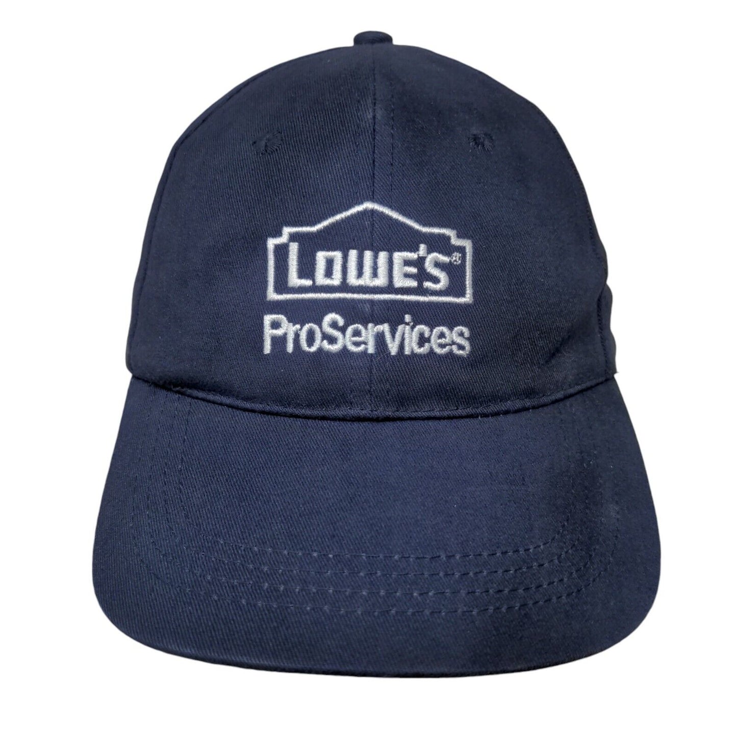 Lowe's Pro Services Strapback Hat Blue OSFA Embroidered Solid 6 Panel