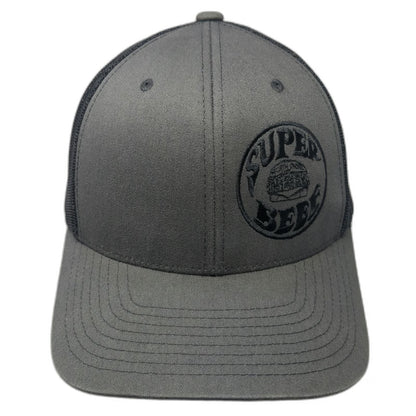 Yupoong Trucker Hat Gray One Size Snapback Super Beef Burger Mesh Patch Logo