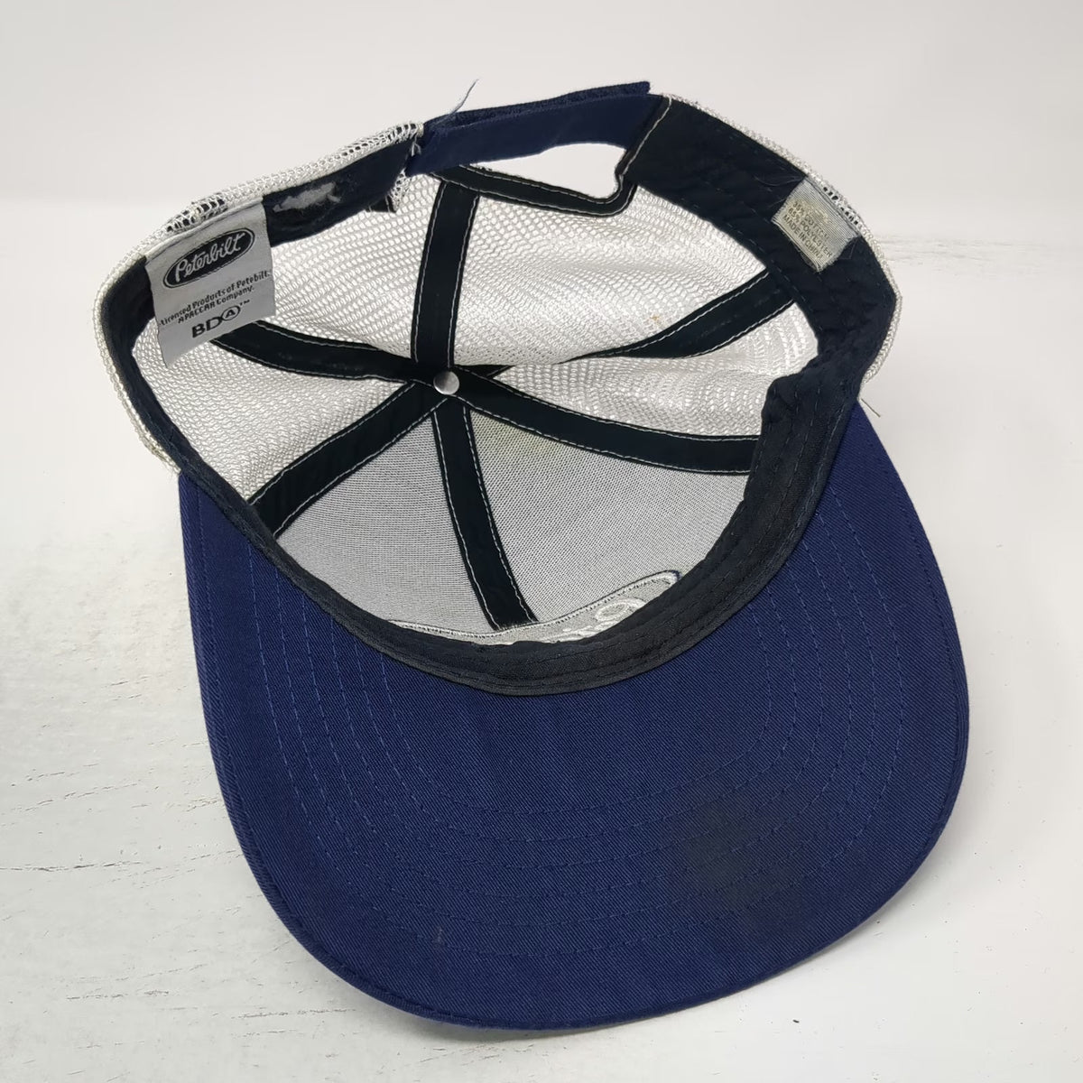 Peterbilt Baseball Cap Green Blue White One Size Mesh Snapback Hat Logo Patch