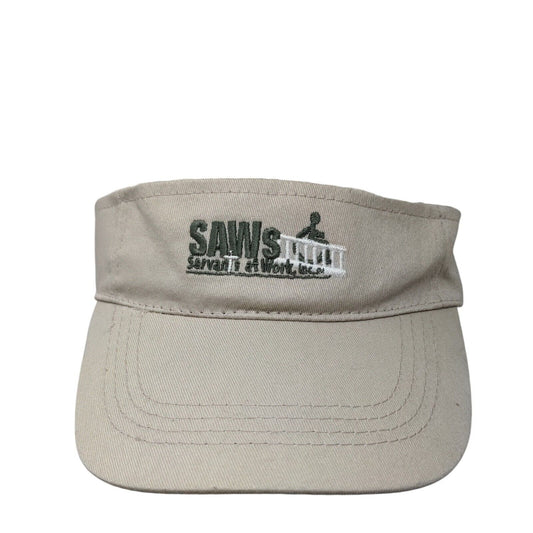 SAWs Servants At Work Strapback Sun Visor Hat Cap Tan OSFA Embroidered