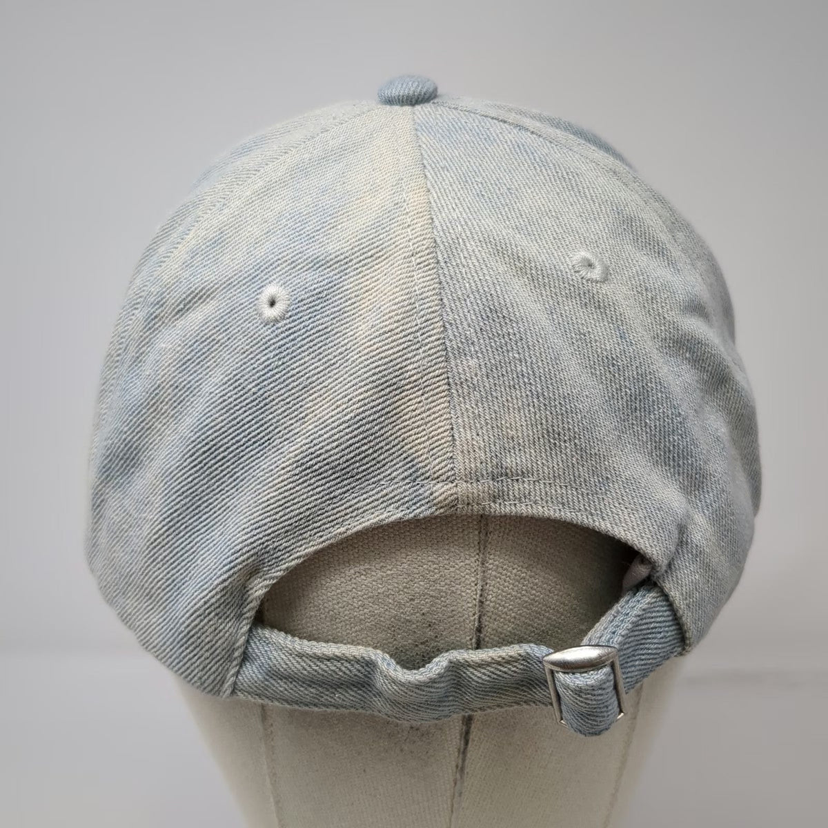 Express Baseball Cap Blue OSFM Distressed Denim Slideback Hat Plain Light Wash