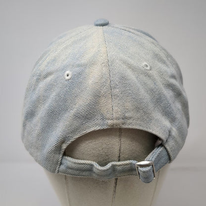 Express Baseball Cap Blue OSFM Distressed Denim Slideback Hat Plain Light Wash