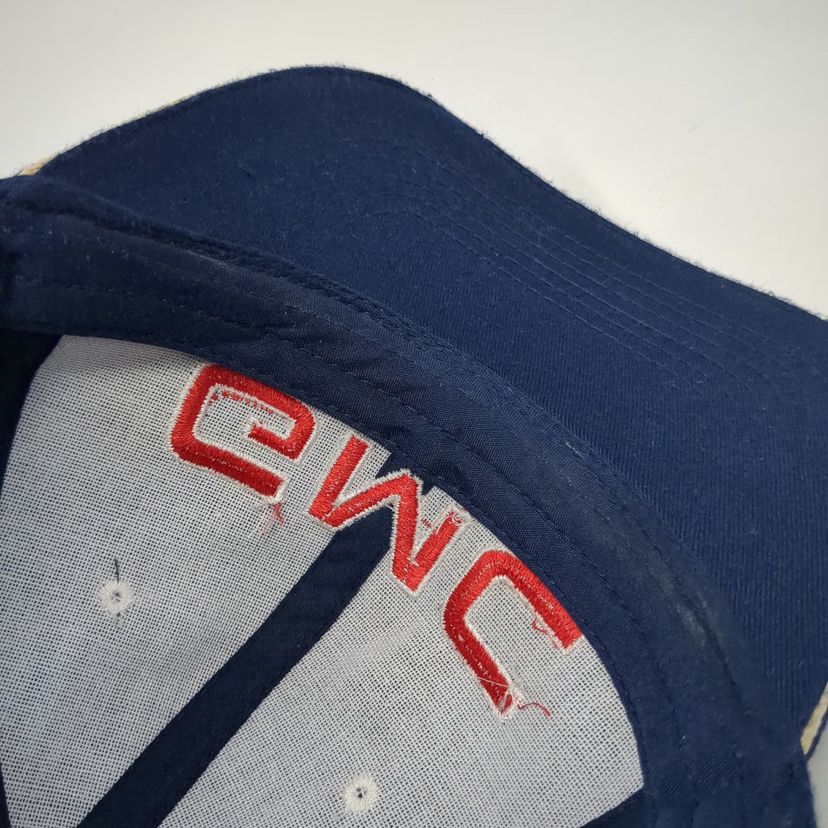 Baseball Cap Blue Red White One Size GMC Logo Sandwich Brim Strapback Hat Truck