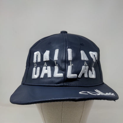 Dallas Snapback Hat Blue One Size Embroidered Adjustable PU Leather