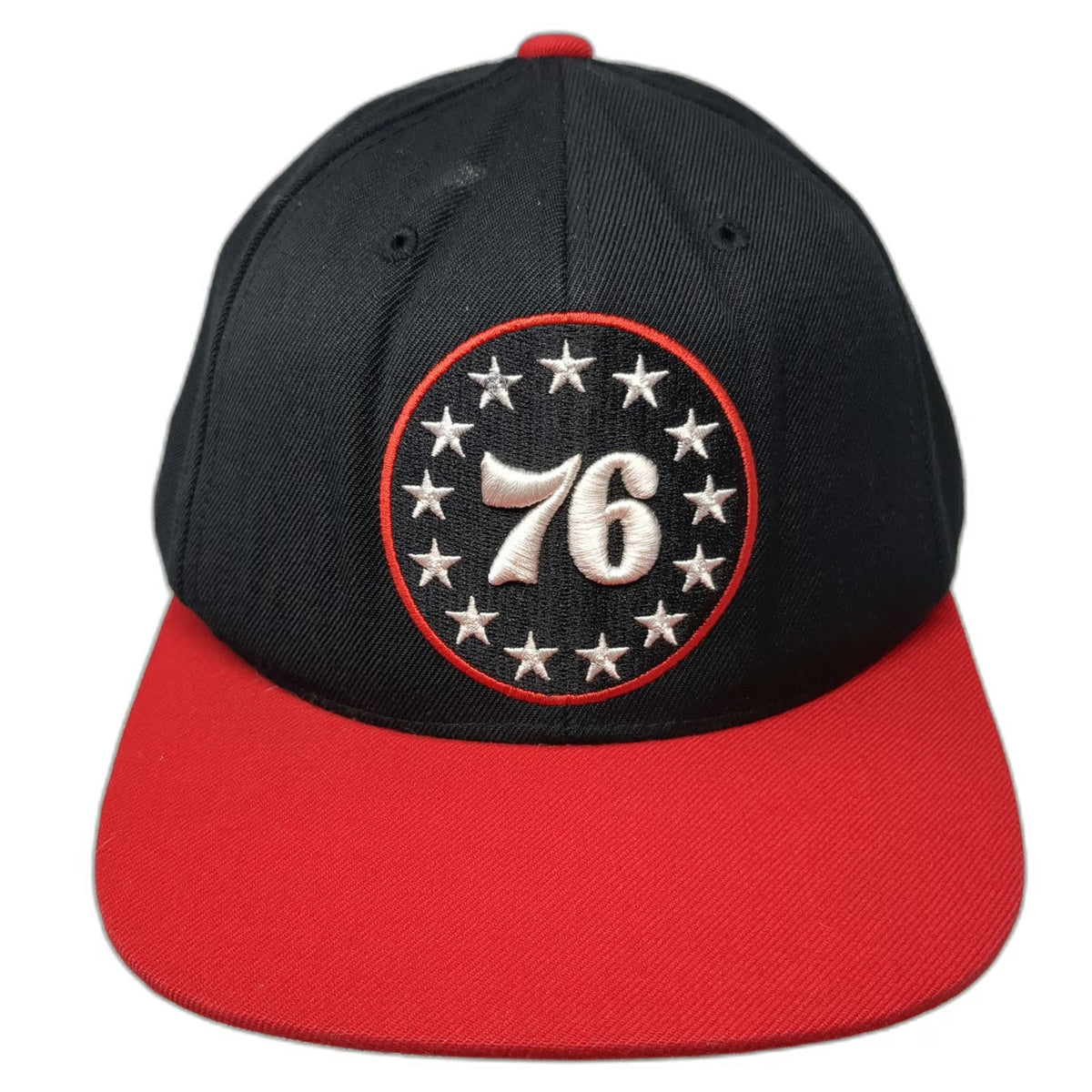 Mitchell & Ness Philadelphia 76ers NBA Snapback Hat Black Red One Size Flat Brim