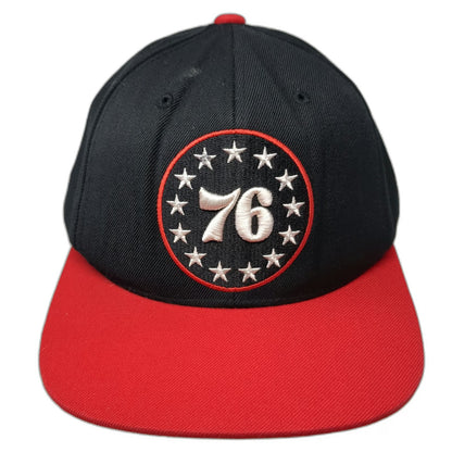 Mitchell & Ness Philadelphia 76ers NBA Snapback Hat Black Red One Size Flat Brim