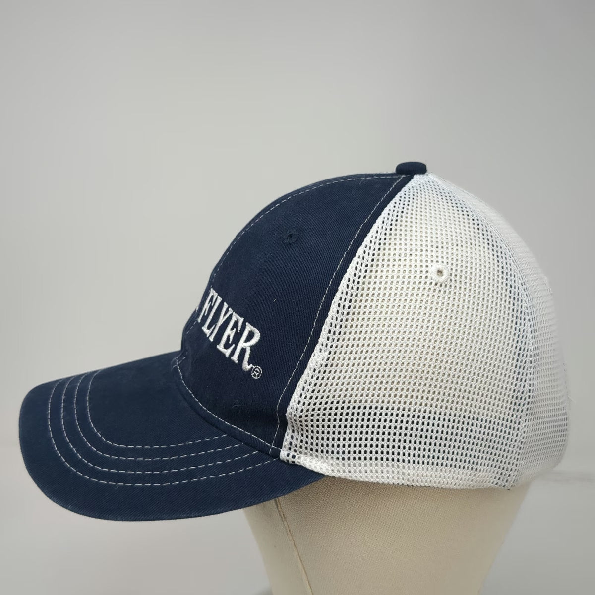 Design Dynamix White Flyer Baseball Cap Blue One Size Mesh Americas Best Hat