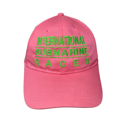 International Submarine Races Strapback Hat Pink Embroidered Logo Adjustable