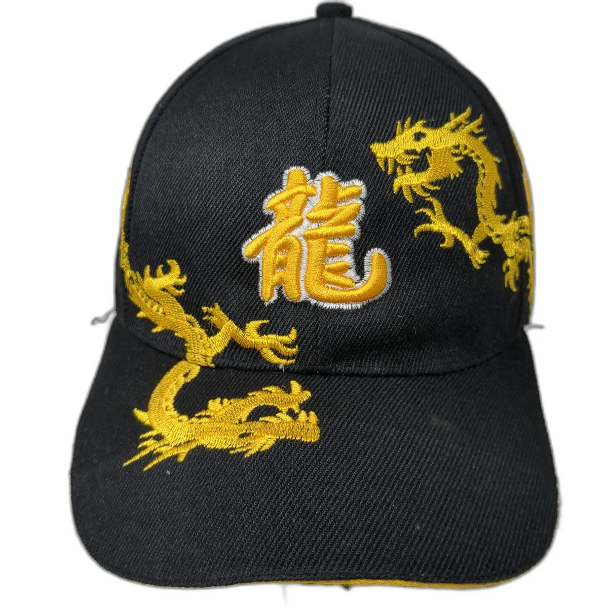MEGA USA Baseball Cap Black One Size Yellow Dragon Embroidery Side Text Hat