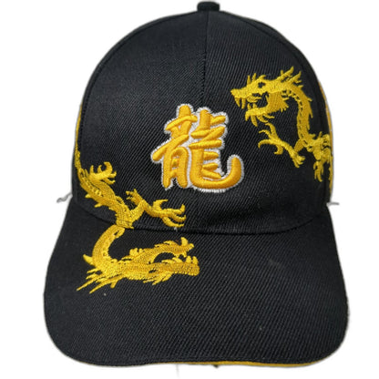 MEGA USA Baseball Cap Black One Size Yellow Dragon Embroidery Side Text Hat