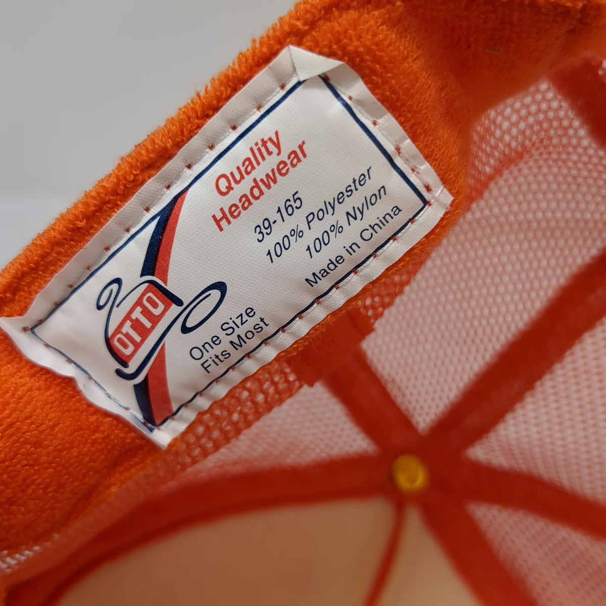 Otto Trucker Hat Orange One Size Mesh Back Snapback Rope Detail RevoluSun Solar