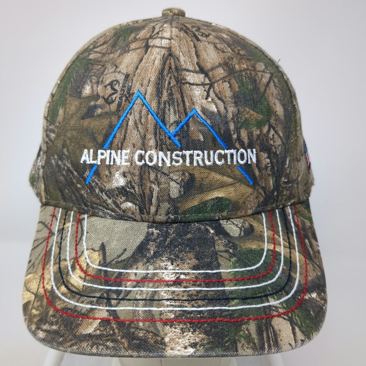 Port Authority Baseball Cap Brown Camo One Size Alpine Construction USA Flag Hat