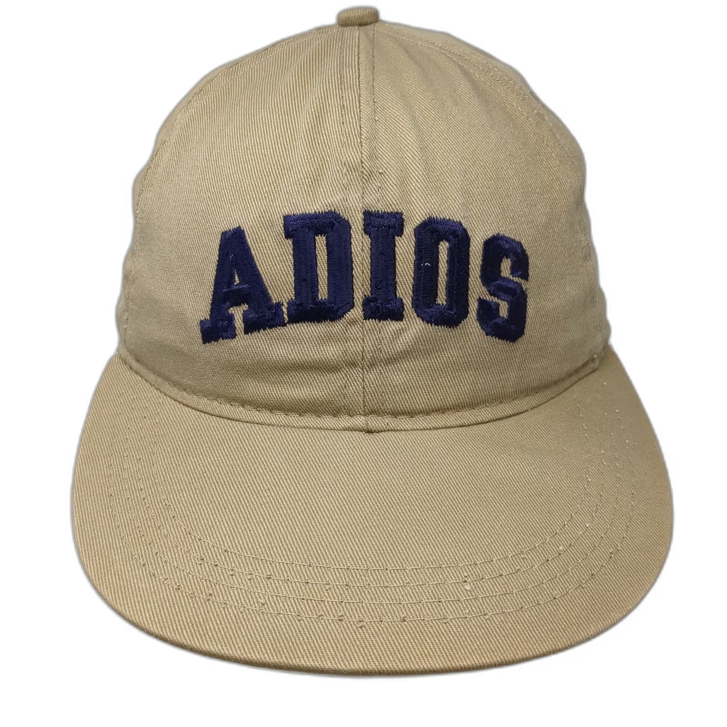 Foxxi ADIOS Baseball Cap Brown Blue OS Leather Strapback Embroidery Hat Made USA