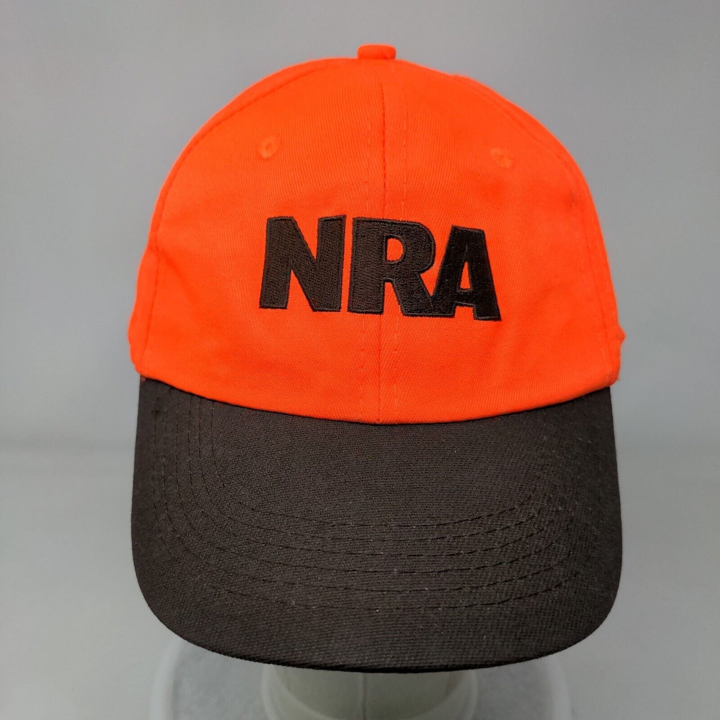 NRA Slideback Hat Orange One Size Adjustable Embroidered Vented Holes 6 Panel
