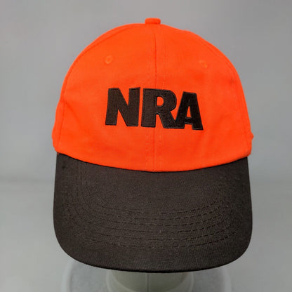 NRA Slideback Hat Orange One Size Adjustable Embroidered Vented Holes 6 Panel