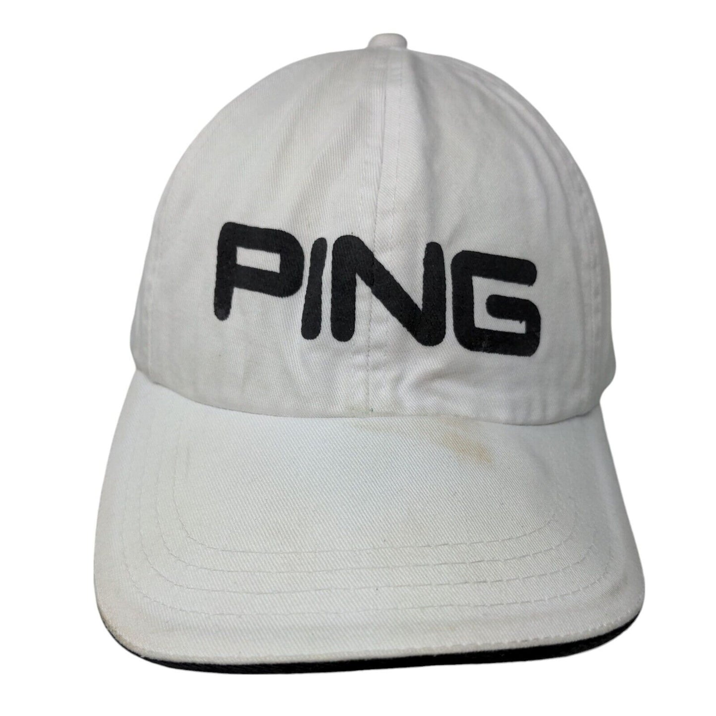 Ping Strapback Hat White One Size Adjustable Embroidered 6 Panel Nissin Cap