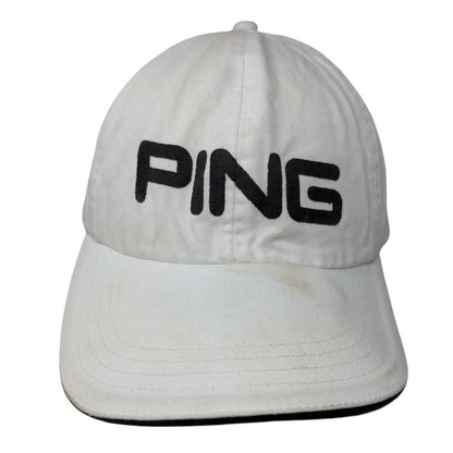 Ping Strapback Hat White One Size Adjustable Embroidered 6 Panel Nissin Cap