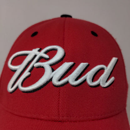 Top of the World Men's Fitted Hat Red OSFA Budweisers Embroidered Big Logo Beer