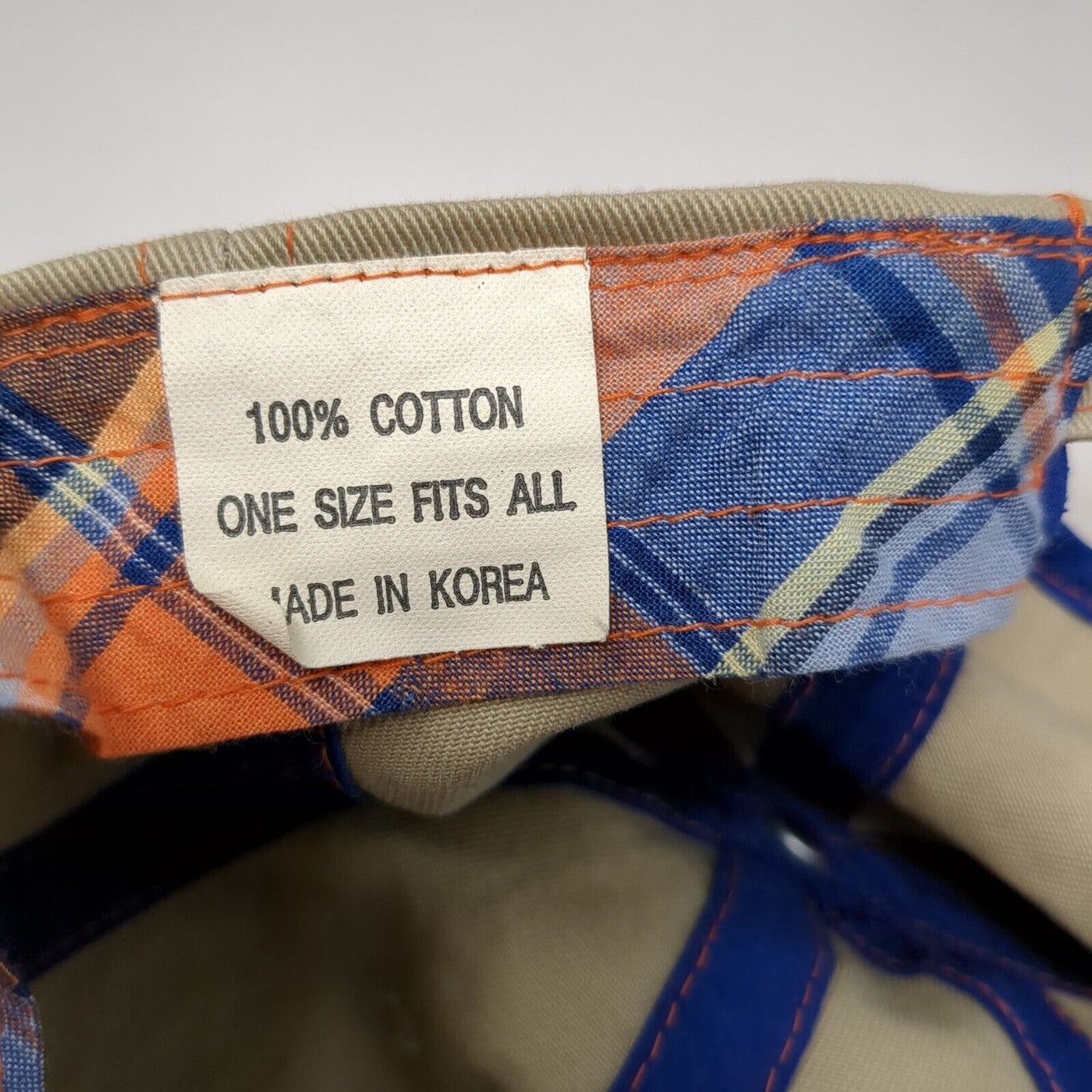 Unbranded Slideback Hat Tan OS Adjustable 6 Panel Lined Plaid Blank Cotton