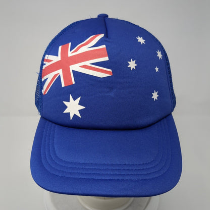 Flag of Australia Snapback Mesh Back Trucker Hat Blue One Size Solid