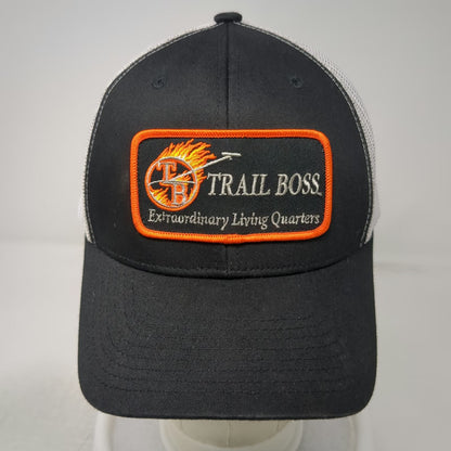 Yupoong Trucker Hat Black White OSFM Trail Boss Living Quarters Mesh Snapback