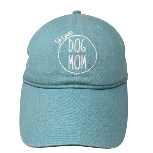 Comfort Colors Women's Slideback Hat Blue Embroidered Dog Mom St Louis Logo