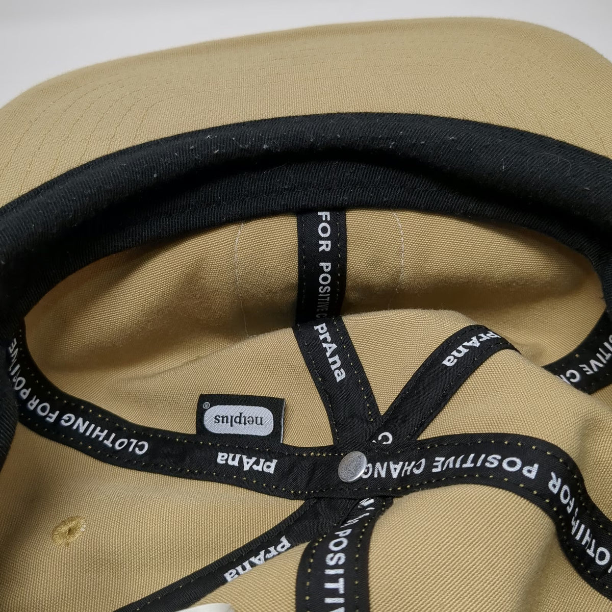 prAna Snapback Hat Beige One Size Get Lost To Get Found Mountain Patch Recycled