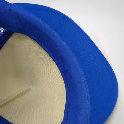 Nissin Trucker Hat Blue White One Size Road Runner Auto Body Mesh Snapback Foam