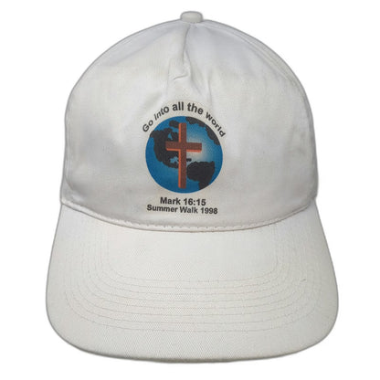 Otto 5 Panel White One Size Hat Religious Summer Walk 1998 Mark 16:15 Snapback