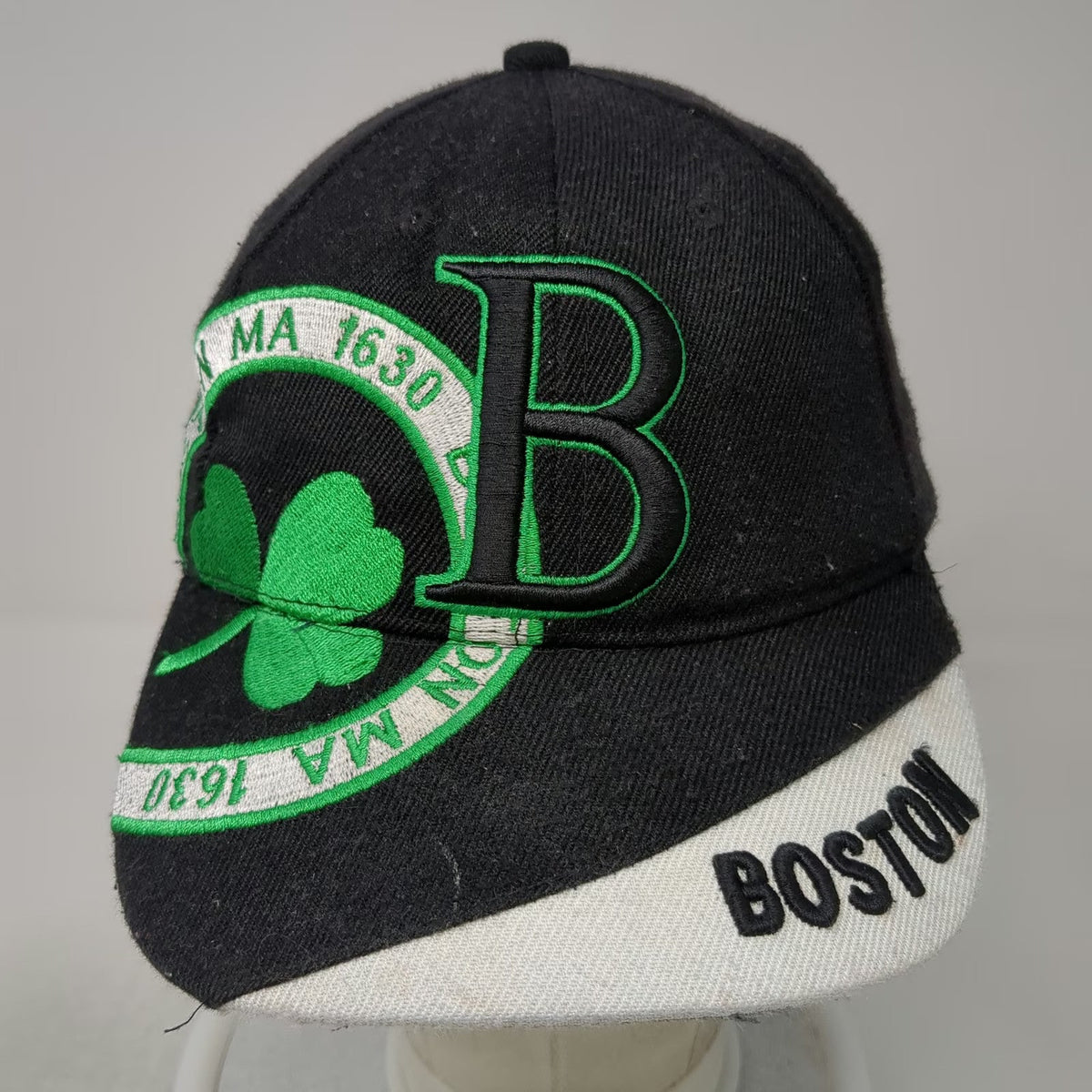 Baystate Apparel Baseball Cap Black One Size Boston MA 1630 Shamrock Clover Hat