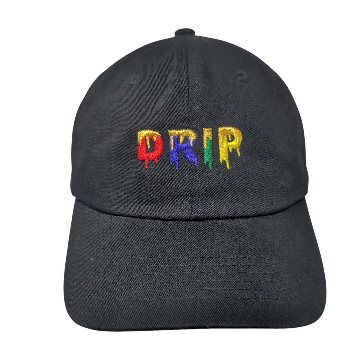 Drip Slideback Hat Black One Size Adjustable Embroidered Top Level Cotton