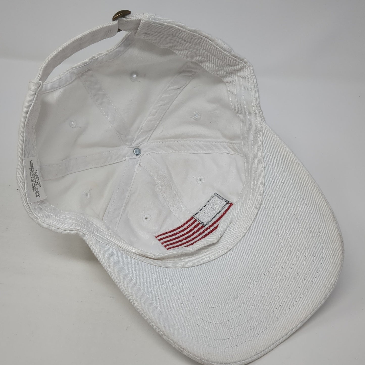 USA Flag Slideback Baseball Cap White One Size Adjustable Embroidered Patriotic