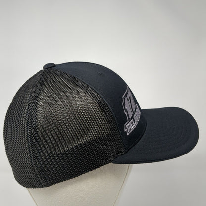 17 Telford Fitted Mesh Back Trucker Hat Black 6 7/8-7 3/8 Embroidered