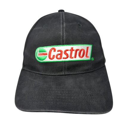 Castrol Strapback Hat Black OSFA Adjustable Embroidered Solid 6 Panel